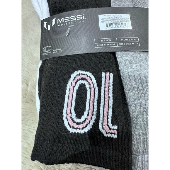 Messi Men Size 6-12 Collection Mid Calf Cushioned Crew Socks 6 Pairs inter miami - Picture 6 of 6